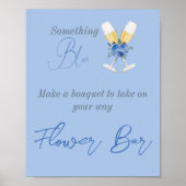 Iets Blue Champagne Floral Vrijgezellenfeest Bar Poster (Voorkant)