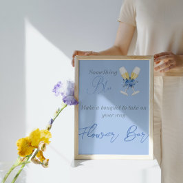 Iets Blue Champagne Floral Vrijgezellenfeest Bar Poster