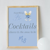 Iets Blue Champagne Floral Vrijgezellenfeest Bar Poster