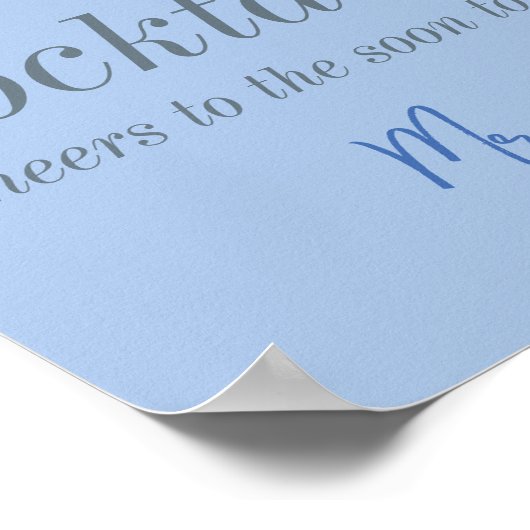 Iets Blue Champagne Floral Vrijgezellenfeest Bar Poster (Hoek)