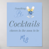 Iets Blue Champagne Floral Vrijgezellenfeest Bar Poster (Voorkant)