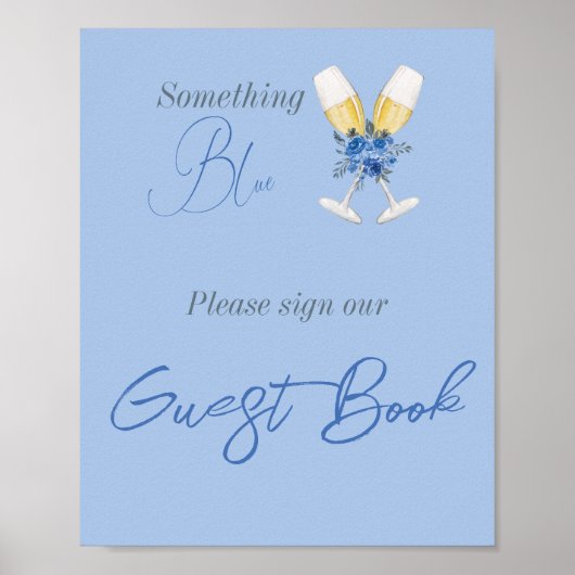 Iets Blue Champagne Floral Vrijgezellenfeest Book Poster (Voorkant)
