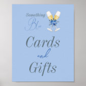 Iets Blue Champagne Floral Vrijgezellenfeest Poster (Voorkant)