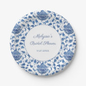 Iets Blue Chinoiserie Print Wedding Shower Papieren Bordje (Voorkant)