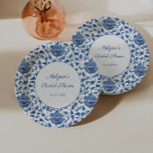 Iets Blue Chinoiserie Print Wedding Shower Papieren Bordje