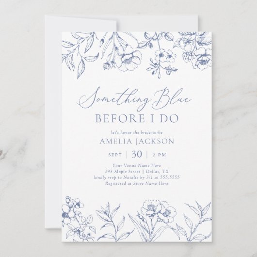 Iets Blue Chinoiserie Vrijgezellenfeest Kaart (Voorkant)