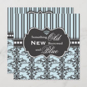 Iets Blue Damask & Stripe Vrijgezellenfeest Kaart (Voorkant / Achterkant)