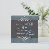 Iets Blue Elegant Bridal Shower Invitation Kaart (Staand voorkant)