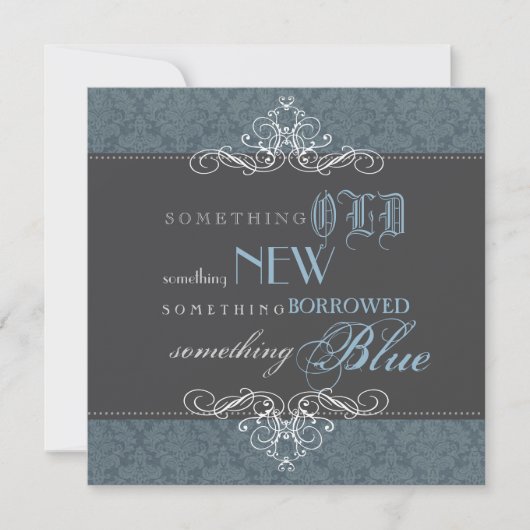 Iets Blue Elegant Bridal Shower Invitation Kaart (Voorkant)