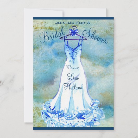 Iets Blue Floral - Bridal Shower Invitation Kaart (Voorkant)