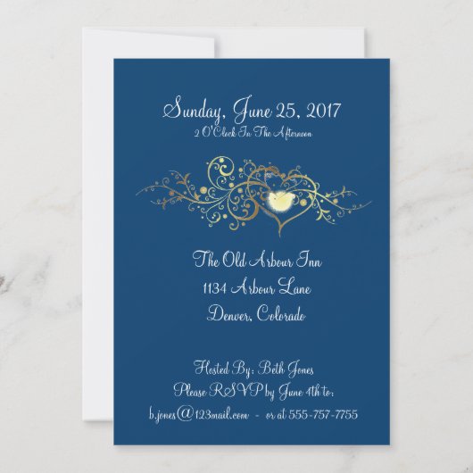 Iets Blue Floral - Bridal Shower Invitation Kaart (Achterkant)