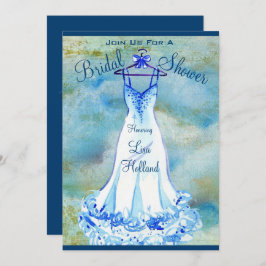 Iets Blue Floral - Bridal Shower Invitation Kaart