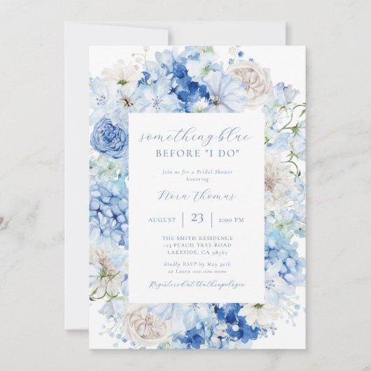 Iets Blue Floral Lijst Vrijgezellenfeest Kaart (Voorkant)