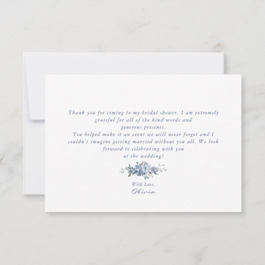 Iets Blue Floral Vrijgezellenfeest bedankje Kaart (Achterkant)