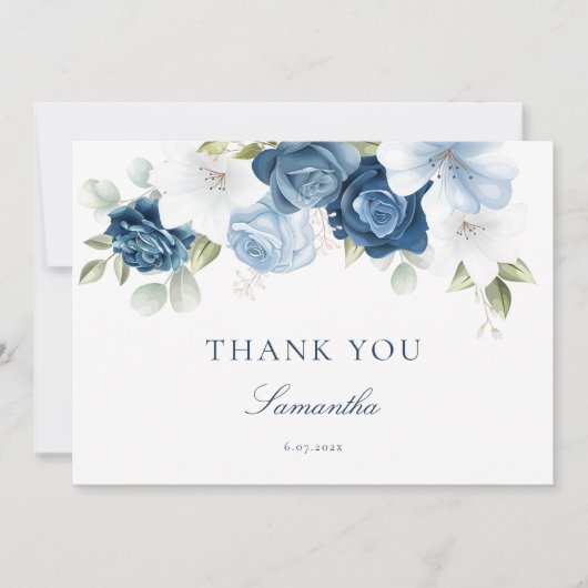 Iets Blue Floral Vrijgezellenfeest bedankje Kaart (Voorkant)