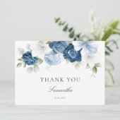 Iets Blue Floral Vrijgezellenfeest bedankje Kaart (Staand voorkant)