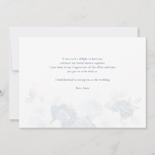 Iets Blue Floral Vrijgezellenfeest bedankje Kaart (Achterkant)