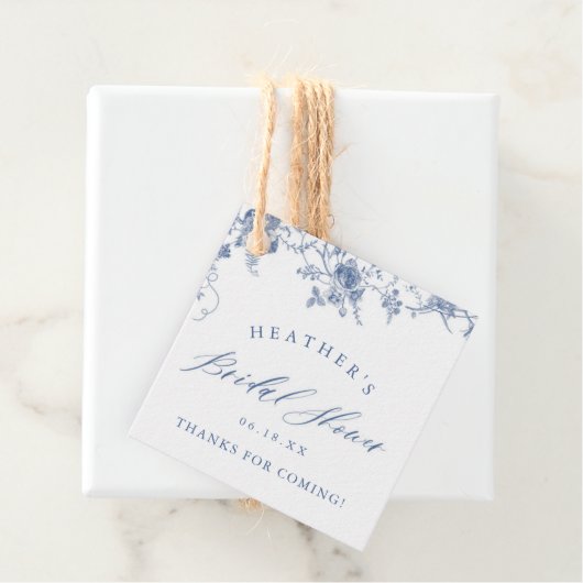 Iets Blue Floral Vrijgezellenfeest Bedankjes Labels (In situ)