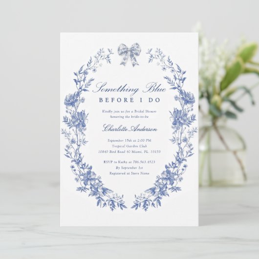 Iets Blue Floral Vrijgezellenfeest Kaart (Staand voorkant)