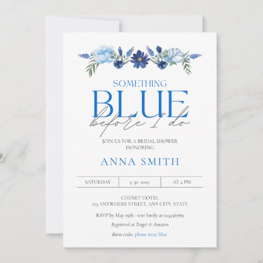 Iets Blue Floral Vrijgezellenfeest Kaart (Voorkant)
