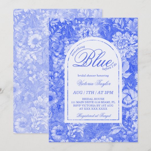 Iets Blue Floral Vrijgezellenfeest Kaart (Voorkant / Achterkant)