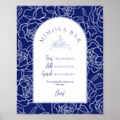 Iets Blue Floral Vrijgezellenfeest Mimosa Bar Poster (Voorkant)