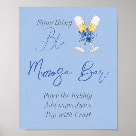Iets Blue Floral Vrijgezellenfeest Mimosa Bar Poster (Voorkant)