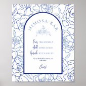 Iets Blue Floral Vrijgezellenfeest Mimosa Bar Poster (Voorkant)