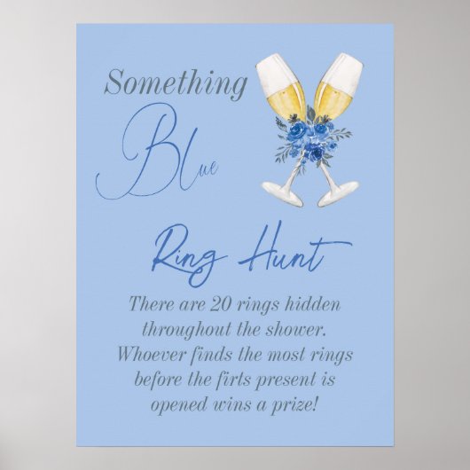 Iets Blue Floral Vrijgezellenfeest Ring Hunt Game Poster (Voorkant)