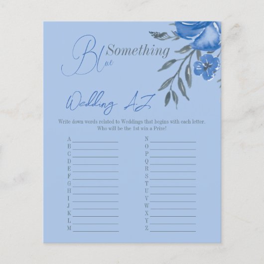 Iets Blue Floral Vrijgezellenfeest Wedding Game (Voorkant)