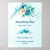 Iets Blue Floral Vrijgezellenfeest Welcome Sign Poster (Voorkant)