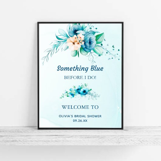 Iets Blue Floral Vrijgezellenfeest Welcome Sign Poster