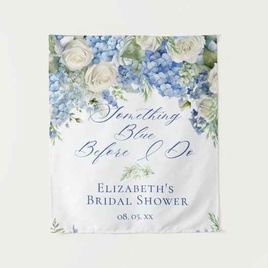 Iets Blue Hydrangea Vrijgezellenfeest Achtergrond Wandkleed (Voorkant)