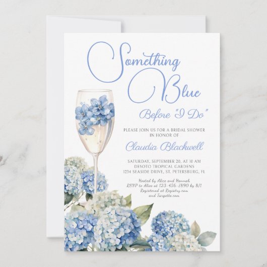 Iets Blue Hydrangea Vrijgezellenfeest Kaart (Voorkant)