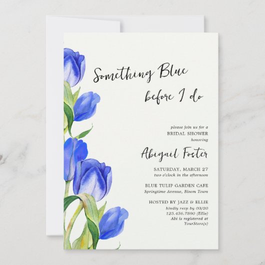 Iets Blue Spring Tulip Flowers Vrijgezellenfeest Kaart (Voorkant)