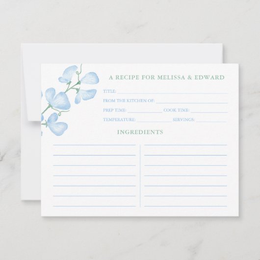 Iets Blue Sweet Pea Vrijgezellenfeest Recipe Kaart (Voorkant)