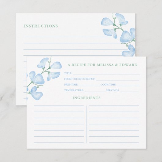Iets Blue Sweet Pea Vrijgezellenfeest Recipe Kaart (Voorkant / Achterkant)