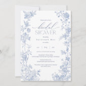 Iets Blue Toile Vrijgezellenfeest Uitnodigen | Del Kaart (Voorkant)