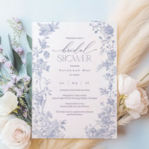 Iets Blue Toile Vrijgezellenfeest Uitnodigen | Del