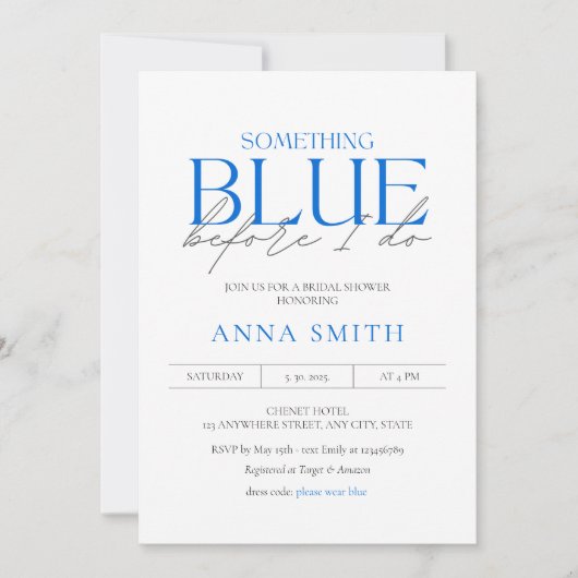 Iets Blue Unique Vrijgezellenfeest Thema Kaart (Voorkant)