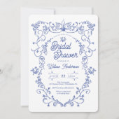 Iets Blue Victoriaans Bridal Shower Invitation Kaart (Voorkant)