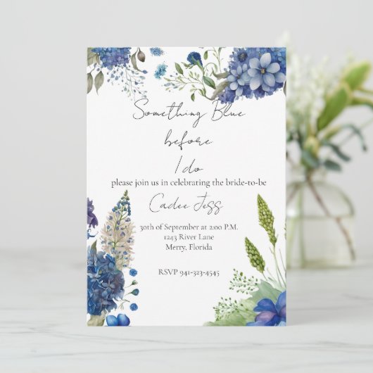 Iets Blue Vrijgezellenfeest nodigt uit Kaart (Staand voorkant)