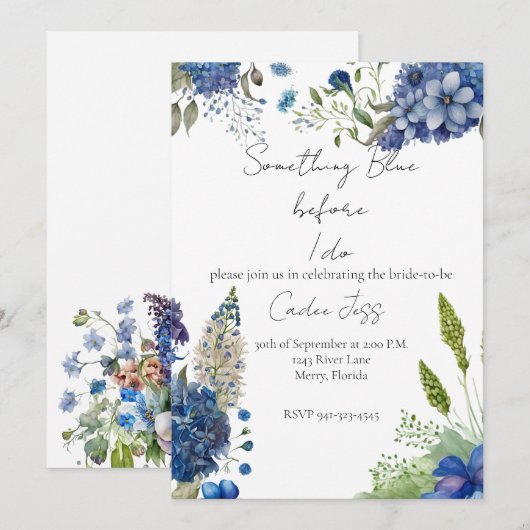 Iets Blue Vrijgezellenfeest nodigt uit Kaart (Voorkant / Achterkant)