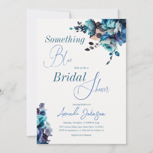 Iets Blue Waterverf Bouquet Vrijgezellenfeest Kaart (Voorkant)