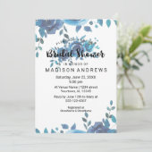 Iets Blue Waterverf Bridal Shower Invitation Kaart (Staand voorkant)