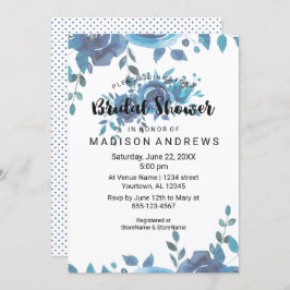 Iets Blue Waterverf Bridal Shower Invitation Kaart