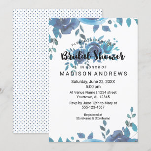 Iets Blue Waterverf Bridal Shower Invitation Kaart