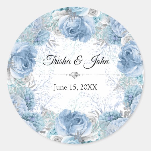 Iets Blue Wedding Collectie Ronde Sticker (Voorkant)
