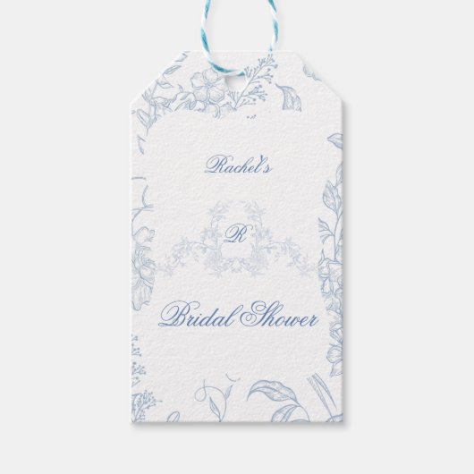 Iets Blue Wildflower Bridal Shower Invitation Cadeaulabel (Voorkant)