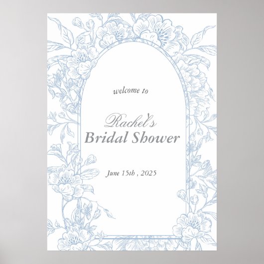 Iets Blue Wildflower Bridal Shower Invitation Poster (Voorkant)